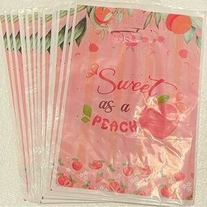 NWOT “Sweet as a Peach” Orange, White & Pink Gift Bag 20 Goodie Bags 10.2 X 7.1”